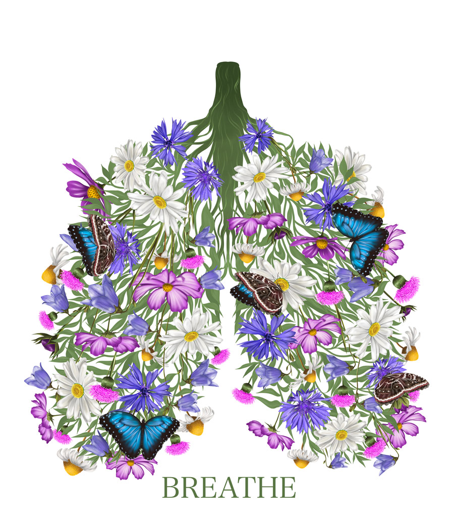 artistic image of herbs shaped like lungs